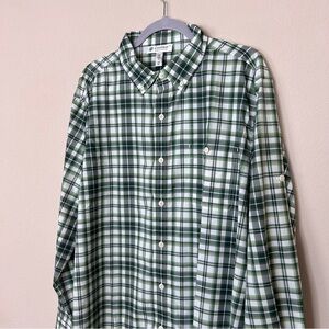 Coolibar men’s long sleeve green check plaid button down size L